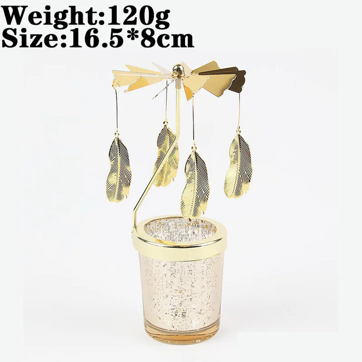 Rotating Snowflake & Deer Candle Holder – Romantic Metal Candlestick for Weddings & Christmas Décor
