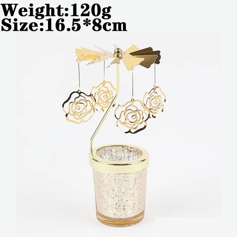 Rotating Snowflake & Deer Candle Holder – Romantic Metal Candlestick for Weddings & Christmas Décor