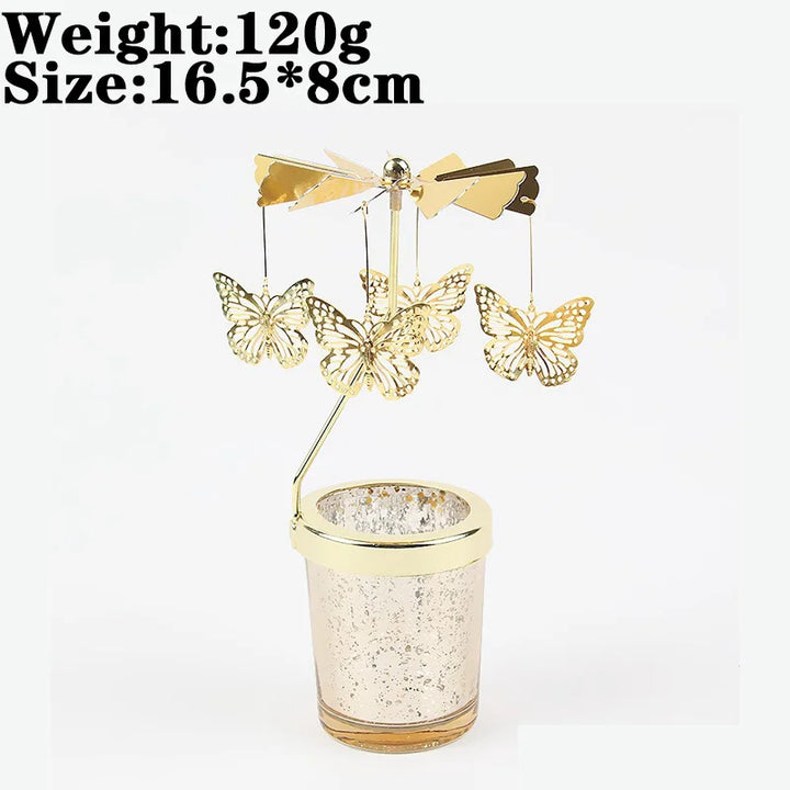 Rotating Snowflake & Deer Candle Holder – Romantic Metal Candlestick for Weddings & Christmas Décor