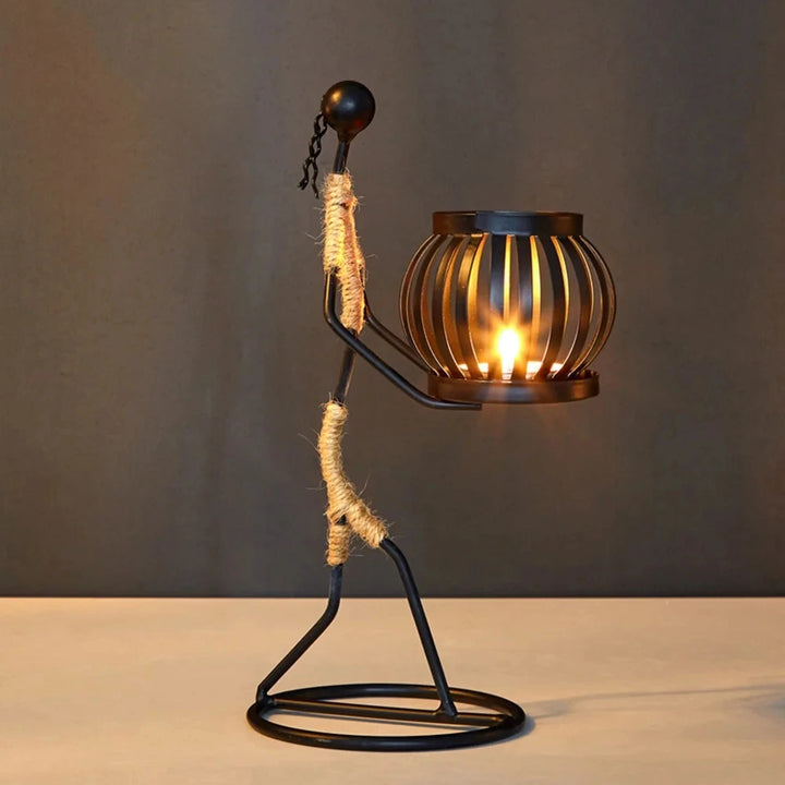 Nordic Retro Wrought Iron Candlestick – Handmade Metal Figure Candle Holder for Home Décor & Artistic Gifts