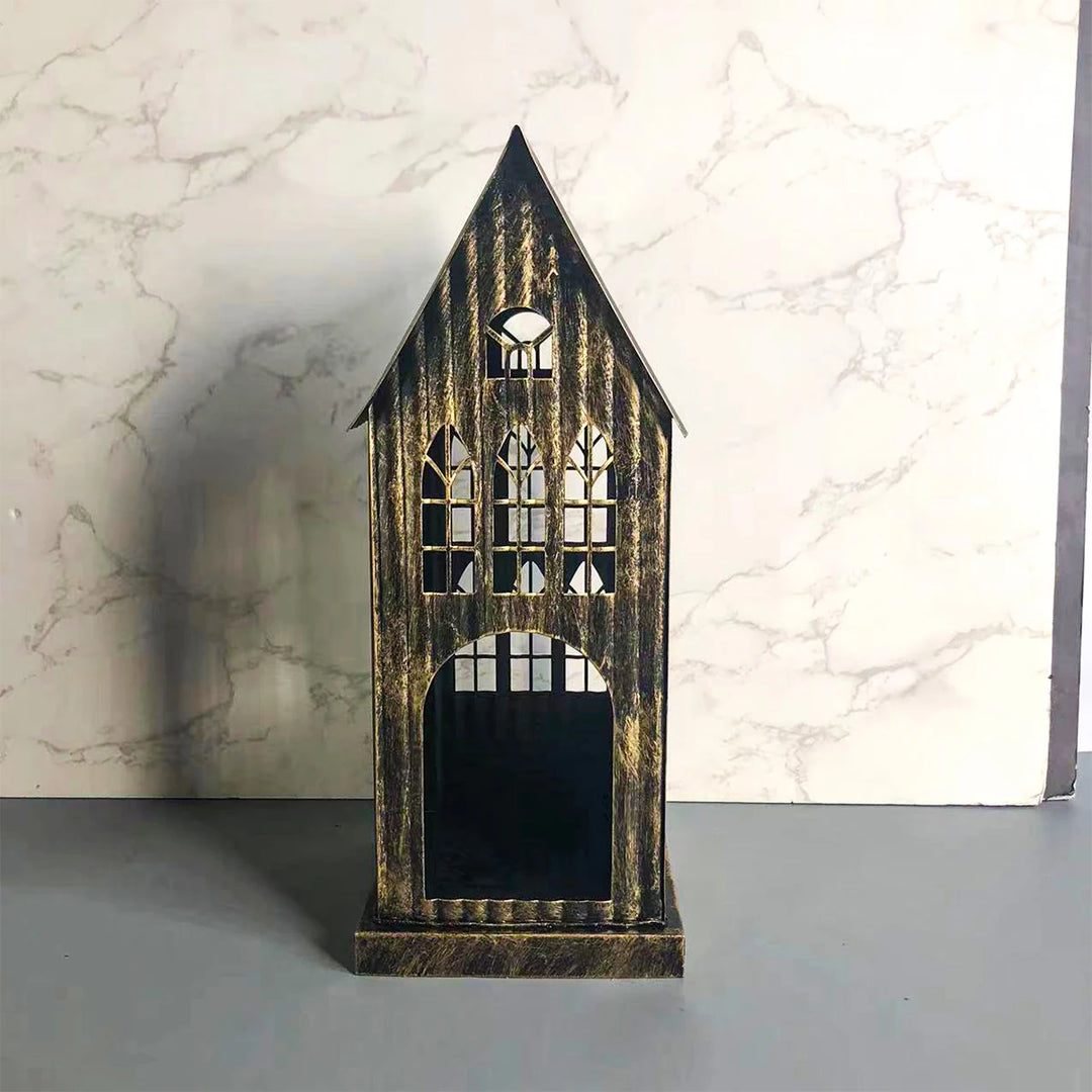 Metal House Candle Holder – Nordic Style Desktop & Patio Lantern for Christmas or Home Décor