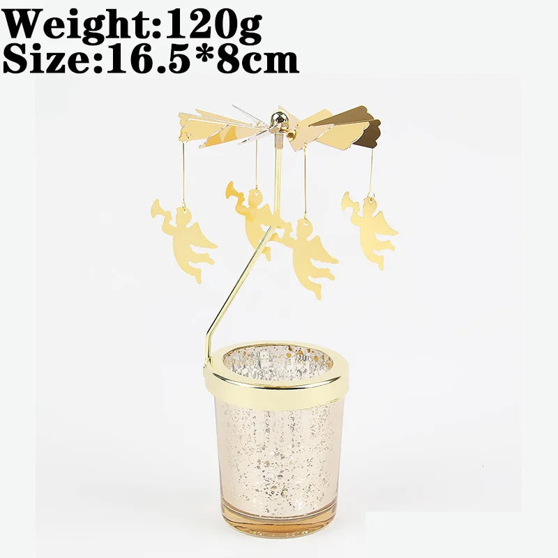 Rotating Snowflake & Deer Candle Holder – Romantic Metal Candlestick for Weddings & Christmas Décor