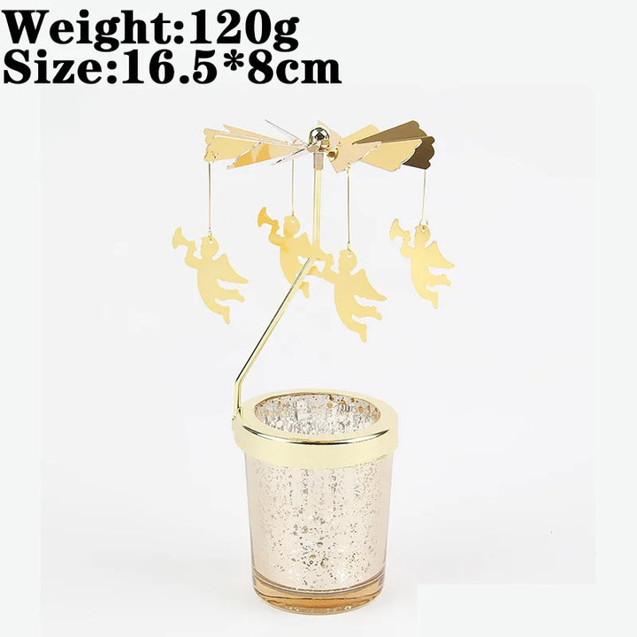 Rotating Snowflake & Deer Candle Holder – Romantic Metal Candlestick for Weddings & Christmas Décor