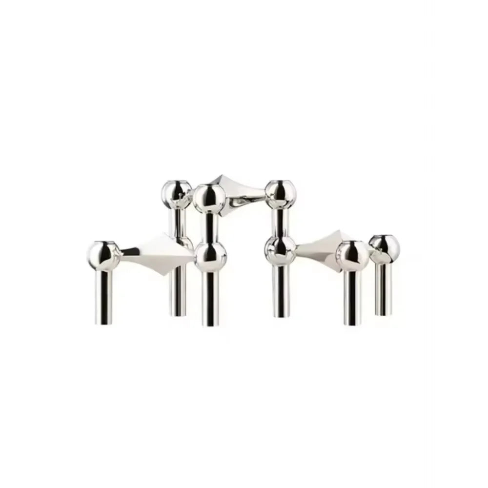 Luxury Nordic Molecular Candlestick Holder – 10cm Stainless Steel Candle Stand (Chrome / Gold / Black)
