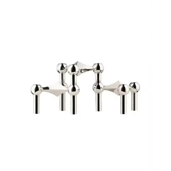 Luxury Nordic Molecular Candlestick Holder – 10cm Stainless Steel Candle Stand (Chrome / Gold / Black)