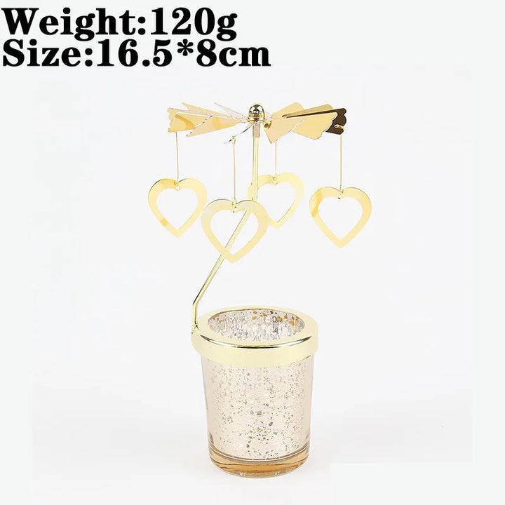 Rotating Snowflake & Deer Candle Holder – Romantic Metal Candlestick for Weddings & Christmas Décor