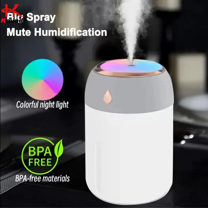 Mini USB Air Humidifier & Aroma Diffuser (330ml) – LED Cool Mist for Home, Car & Plants