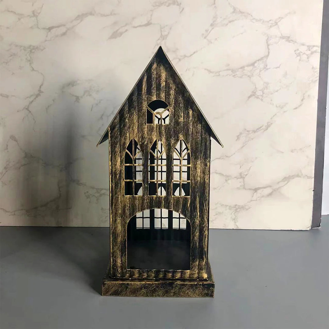 Metal House Candle Holder – Nordic Style Desktop & Patio Lantern for Christmas or Home Décor