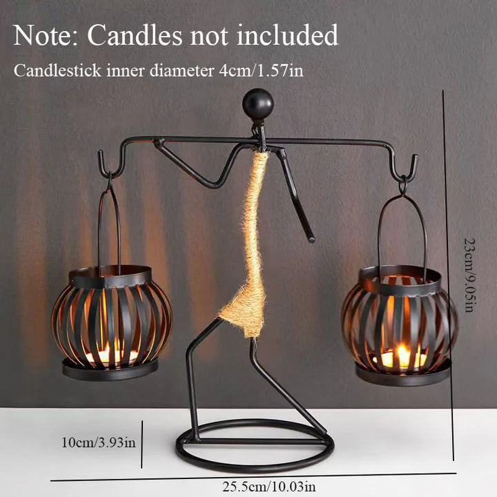 Nordic Retro Wrought Iron Candlestick – Handmade Metal Figure Candle Holder for Home Décor & Artistic Gifts
