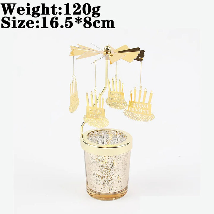 Rotating Snowflake & Deer Candle Holder – Romantic Metal Candlestick for Weddings & Christmas Décor