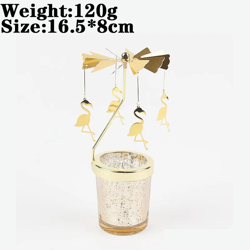 Rotating Snowflake & Deer Candle Holder – Romantic Metal Candlestick for Weddings & Christmas Décor