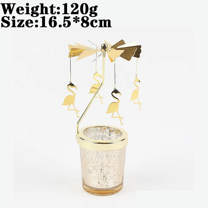 Rotating Snowflake & Deer Candle Holder – Romantic Metal Candlestick for Weddings & Christmas Décor