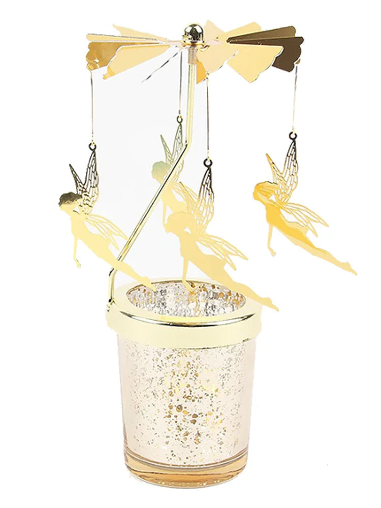 Rotating Snowflake & Deer Candle Holder – Romantic Metal Candlestick for Weddings & Christmas Décor