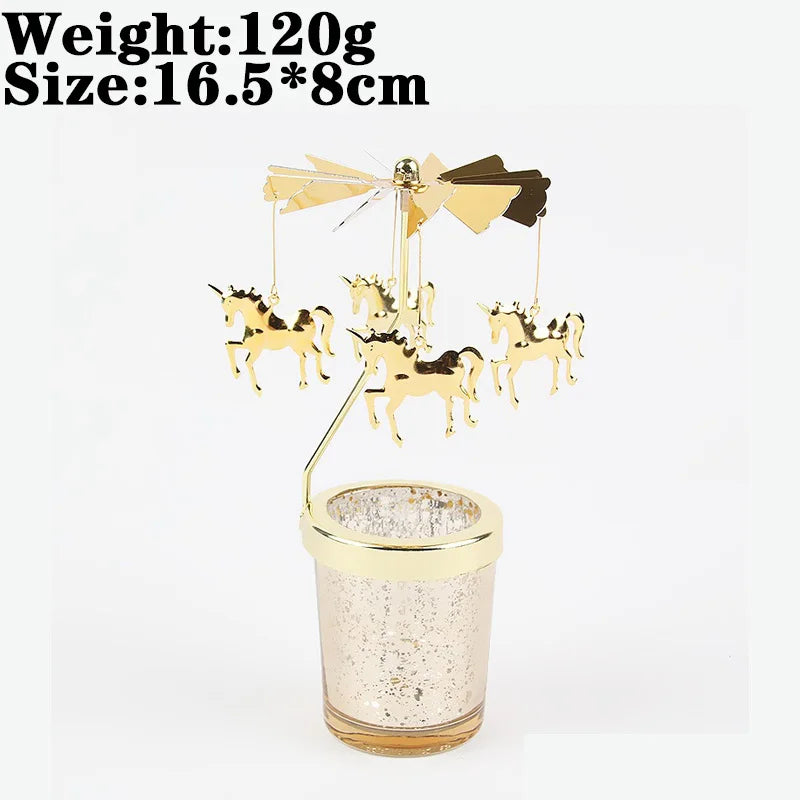 Rotating Snowflake & Deer Candle Holder – Romantic Metal Candlestick for Weddings & Christmas Décor