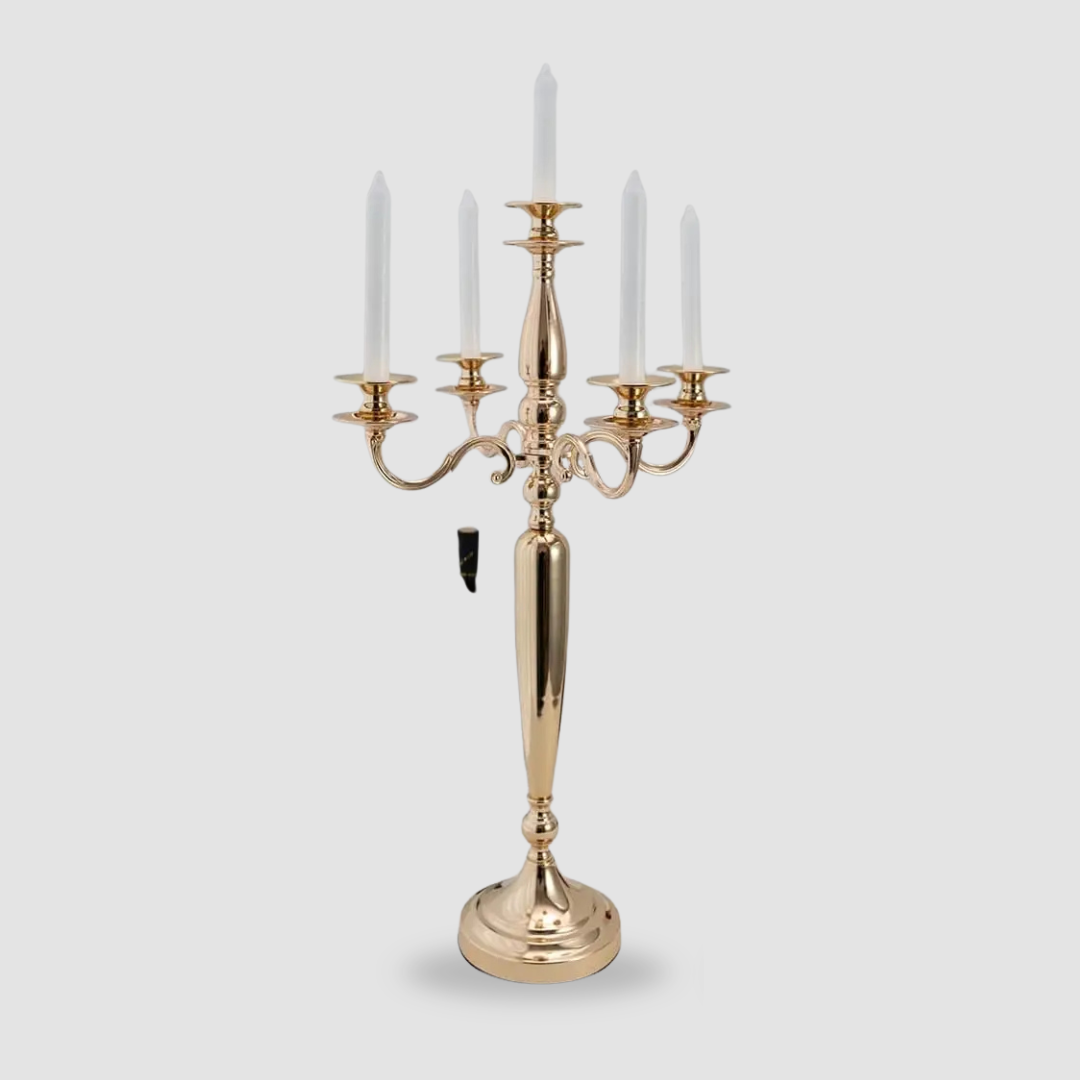 4Pcs 5-Arm Gold Candelabra Candle Holder – Elegant 28" Table Centerpieces for Weddings & Events
