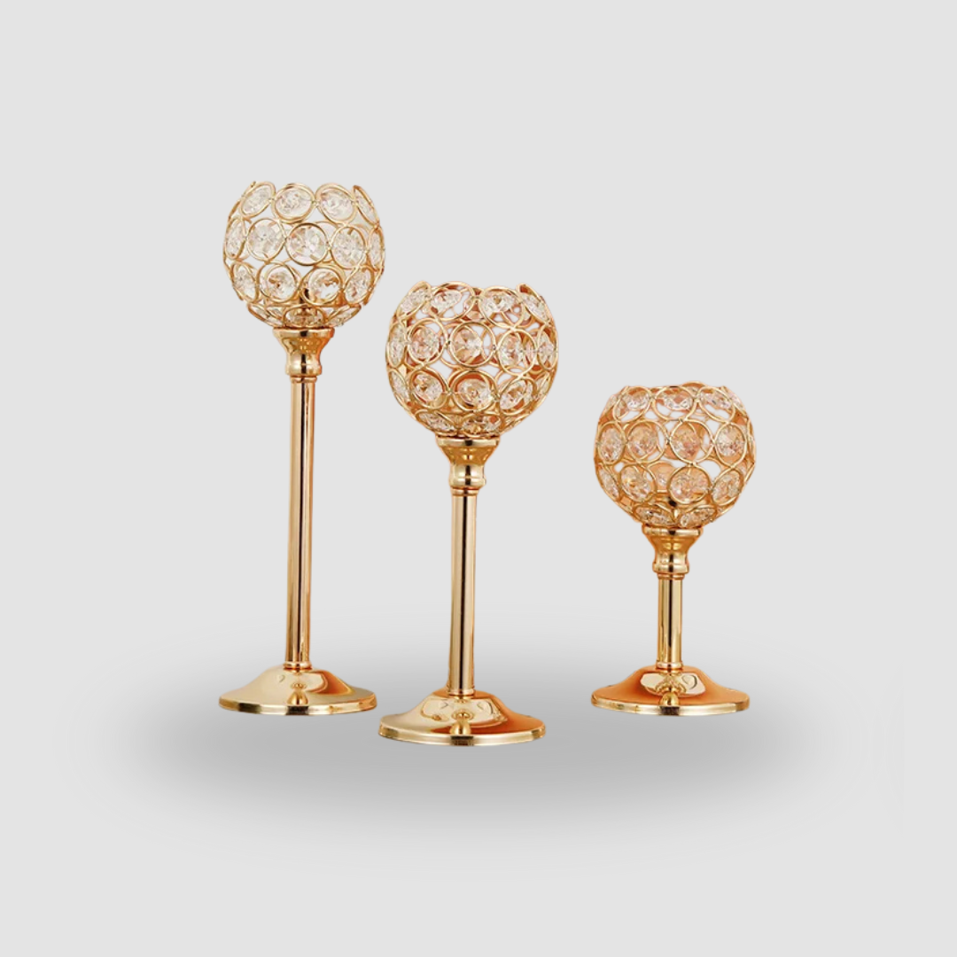 Gold Wrought Iron Candle Holders 