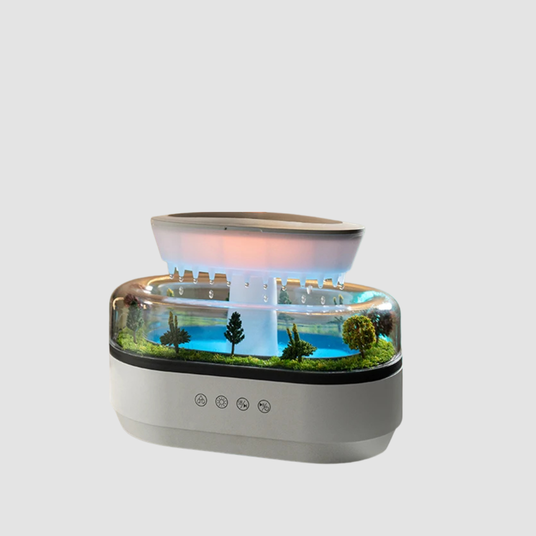 Raindrop Aroma Humidifier with Colorful Light & White Noise (250ml)