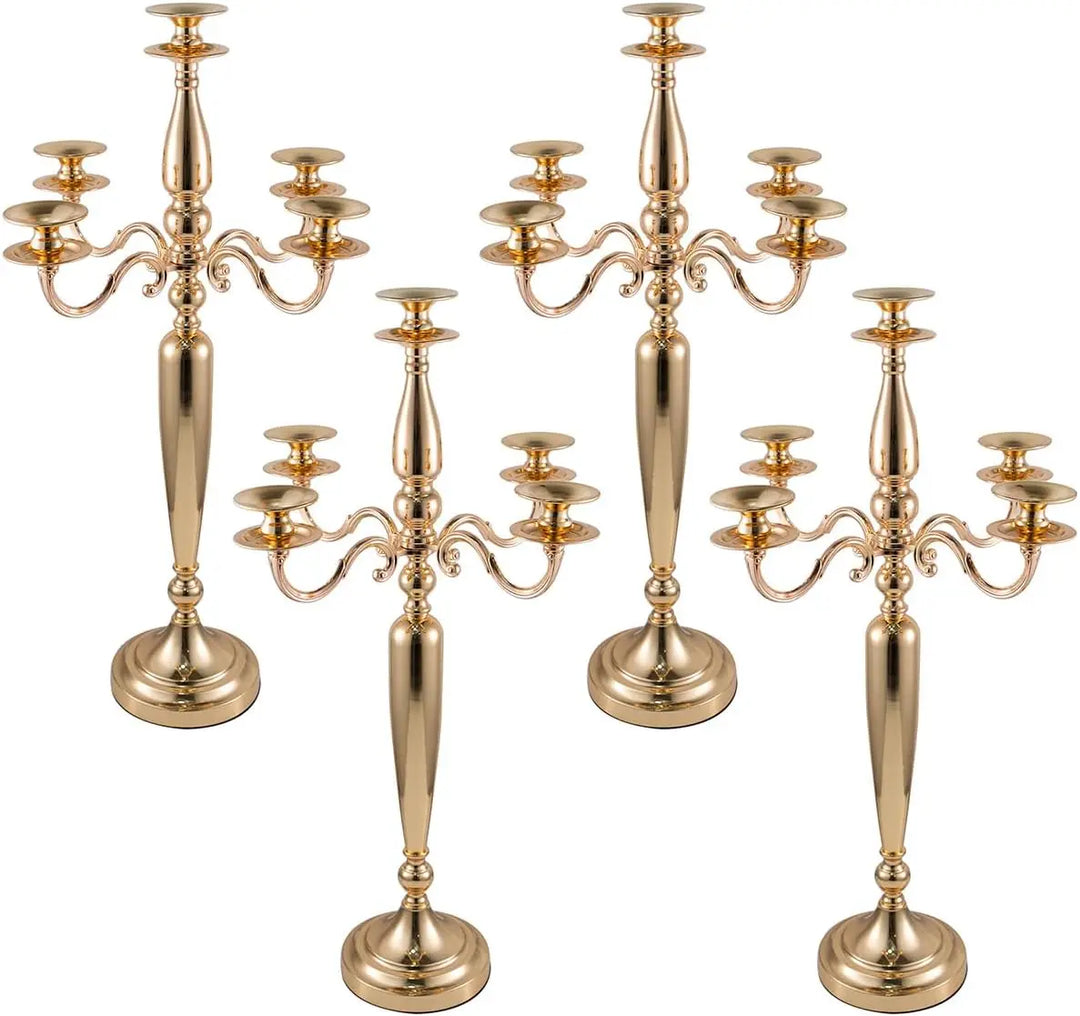 4Pcs 5-Arm Gold Candelabra Candle Holder – Elegant 28" Table Centerpieces for Weddings & Events