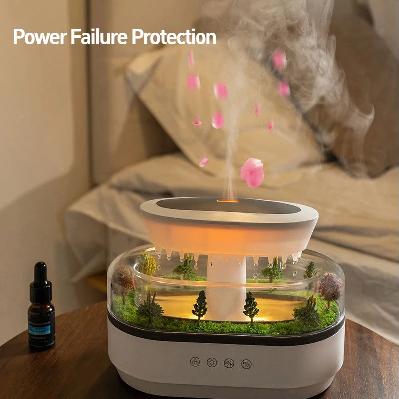 Raindrop Aroma Humidifier with Colorful Light & White Noise (250ml)