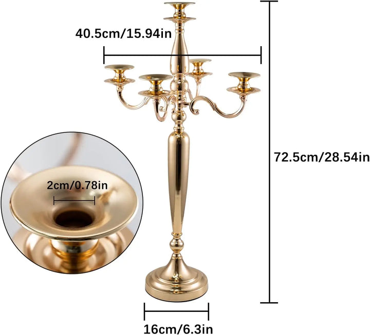 4Pcs 5-Arm Gold Candelabra Candle Holder – Elegant 28" Table Centerpieces for Weddings & Events